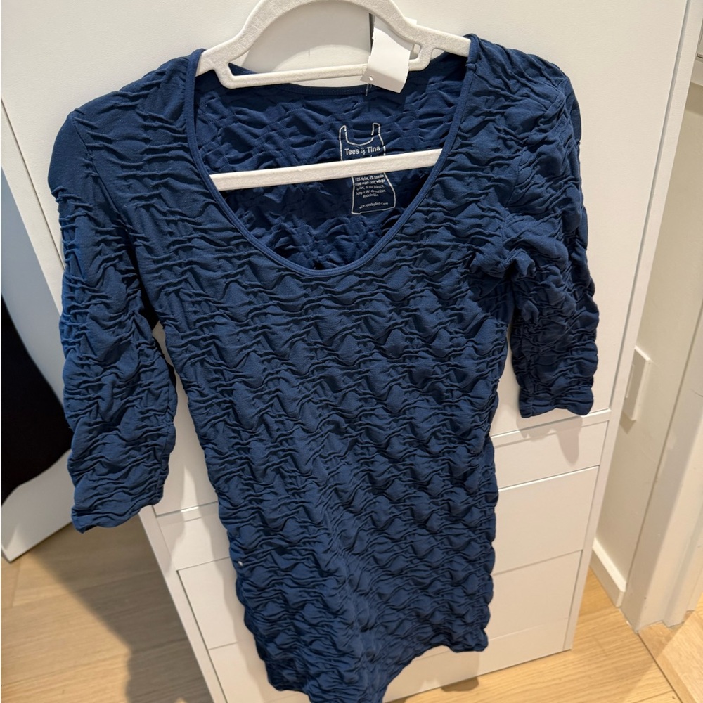 Tees by Tina Blue Ruched Bodysuit Dress